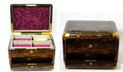 Lot 259 - A Victorian brass bound coromandel wood vanity case, of rounded rectangular form, with later...