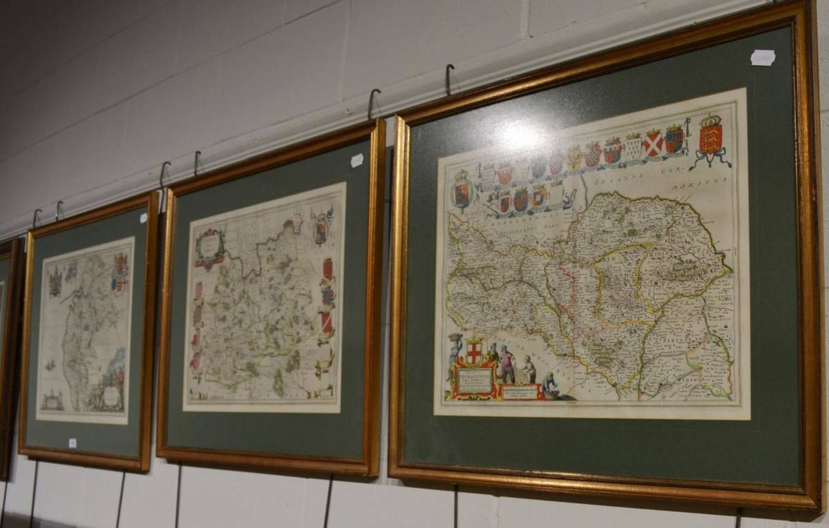 Lot 796 - THREE COUNTY MAPS Blaeu (Johannes) [all c.1645 or later, Amsterdam] Ducatus Eboracensis pars...
