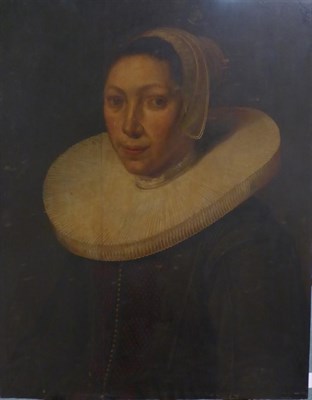 Lot 1133 - In the Dutch 17th century style, portrait of a lady, half length,  wearing a large white ruff...