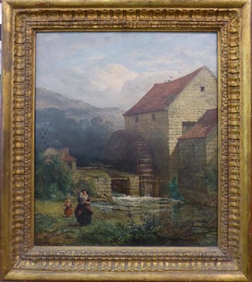 Lot 1138 - British School (19th century) Mother and children before a water  mill, indistinctly signed J C...