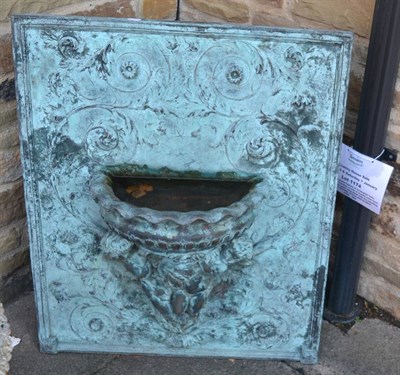 Lot 1174 - A cast iron garden feature of rectangular form, decorated with acanthus scrolls, D shaped water...