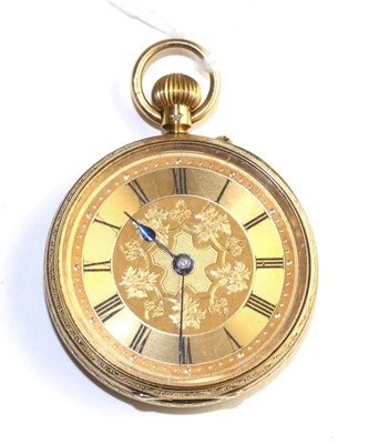 Lot 3 - An 18ct gold fob watch, 1897, lever movement signed Sedman, Scarborough, gold coloured dial...
