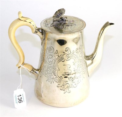 Lot 136 - A Victorian silver coffee pot, with ivory handle