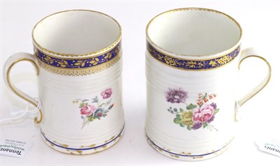 Lot 162 - A Derby porcelain cylindrical mug, circa 1780, painted in the manner of Edward Withers with...