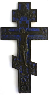 Lot 203 - A brass and enamel Blessing Cross, 19th century, 38cm high  Ex Christie's 27.10.98 Objects of...