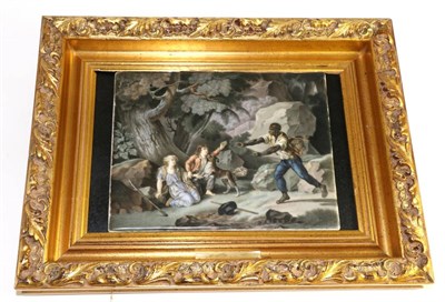 Lot 212 - A German porcelain plaque, 19th century, painted with a slave and two children with a dog...
