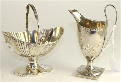 Lot 238 - A George III silver cream jug; London, 1809, Samuel Godbehere & Edward Wigan and a Georgian...