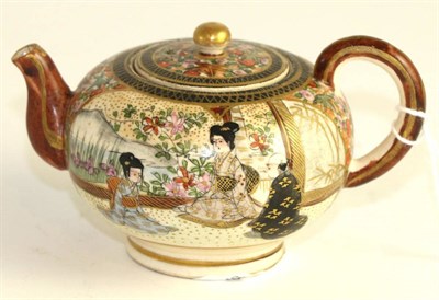Lot 244 - A Satsuma earthenware miniature teapot and cover, Meiji period, typically decorated with...
