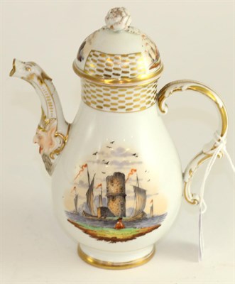 Lot 268 - A Berlin porcelain small coffee pot and cover, 19th century, of baluster form with mask spout...