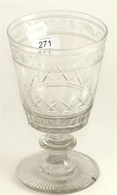 Lot 271 - # A Regency glass goblet commemorating the United Kingdom, the bucket shaped bowl engraved with...