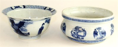 Lot 274 - A Chinese porcelain bowl Chenghua reign mark but not of the period, painted on glazed blue with...