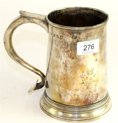 Lot 276 - George III silver mug engraved three times; 1841, 1882 and 1914; 16cm high