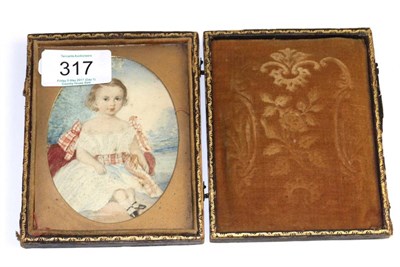 Lot 317 - English School (19th century): a miniature portrait of a young boy, believed to be Edward VII,...