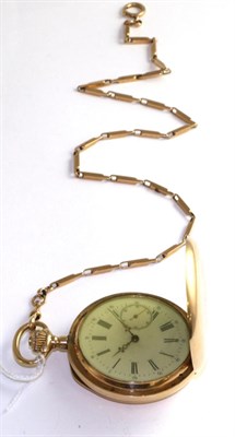 Lot 350 - A full hunter pocket watch, signed Perret & Fils, circa 1910, lever movement, enamel dial with...