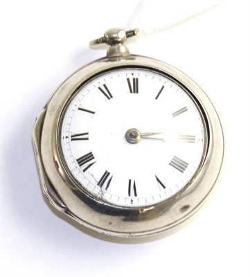 Lot 367 - A silver pair cased verge pocket watch, signed Thos ?, Newcastle, 1782, gilt fusee movement...