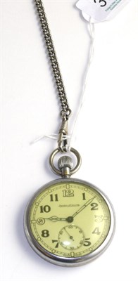 Lot 370 - A military pocket watch, signed Jaeger LeCoultre, circa 1948, lever movement signed, dial with...