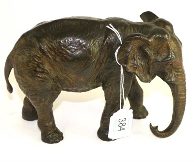 Lot 384 - An Austrian cold painted bronze on an elephant, 20th century, standing four square, lacking...