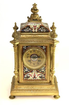 Lot 385 - A champleve enamel striking mantel clock, retailed by Pearce & Sons, Leicester, circa 1900,...