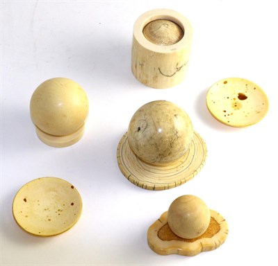 Lot 425 - A group of Victorian worked ivory game balls