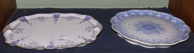 Lot 454 - A Victorian Royal Crown Derby tea tray of shaped oval, 1895, printed underglaze blue with...