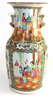 Lot 478 - A Cantonese porcelain baluster vase, mid 19th century, typically painted with figures in...