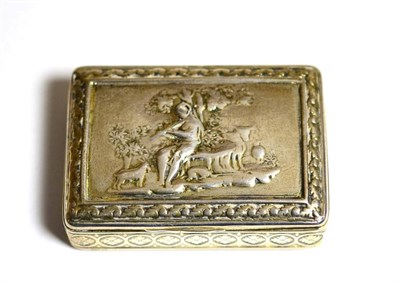 Lot 480 - A George III silver snuff box, by Joseph Willmore, Birmingham, 1814, figural panel with...