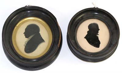 Lot 482 - W Bullock: profile bust portrait of a gentleman, circa 1820, black painted onto cream card,...