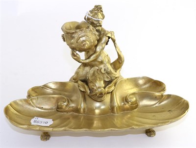 Lot 491 - An English gilded bronze ink stand