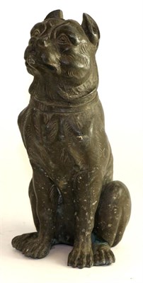 Lot 492 - A 19th century spelter figure of a seated dog, 28cm