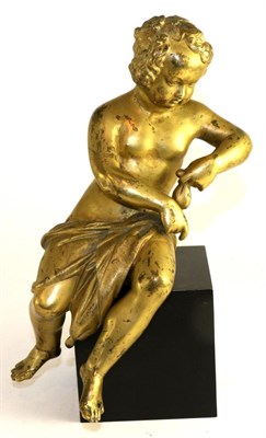 Lot 503 - A French 18th century gilt bronze putti, 33cm high