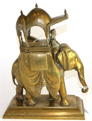 Lot 507 - A 19th century Indian brass figure group modelled as an elephant, 30cm high