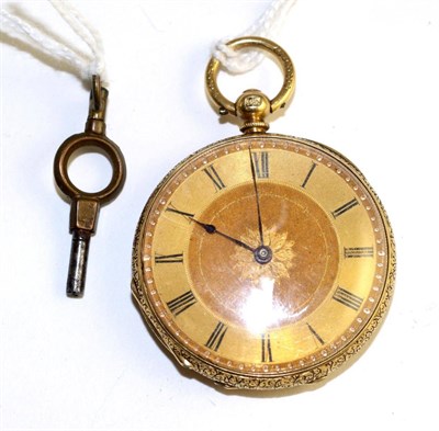 Lot 508 - A lady's enamel fob watch, circa 1900, cylinder movement, gold coloured dial with Roman...