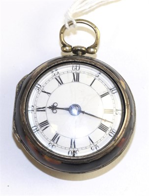 Lot 535 - A tortoiseshell pair cased cylinder pocket watch, signed W Glover, London, circa 1770, gilt...