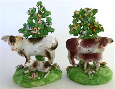 Lot 587 - A pair of Derby bocage figure groups, 14cm high