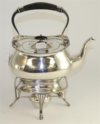 Lot 639 - A Victorian silver spirit kettle on stand with burner, Birmingham 1897, 49oz