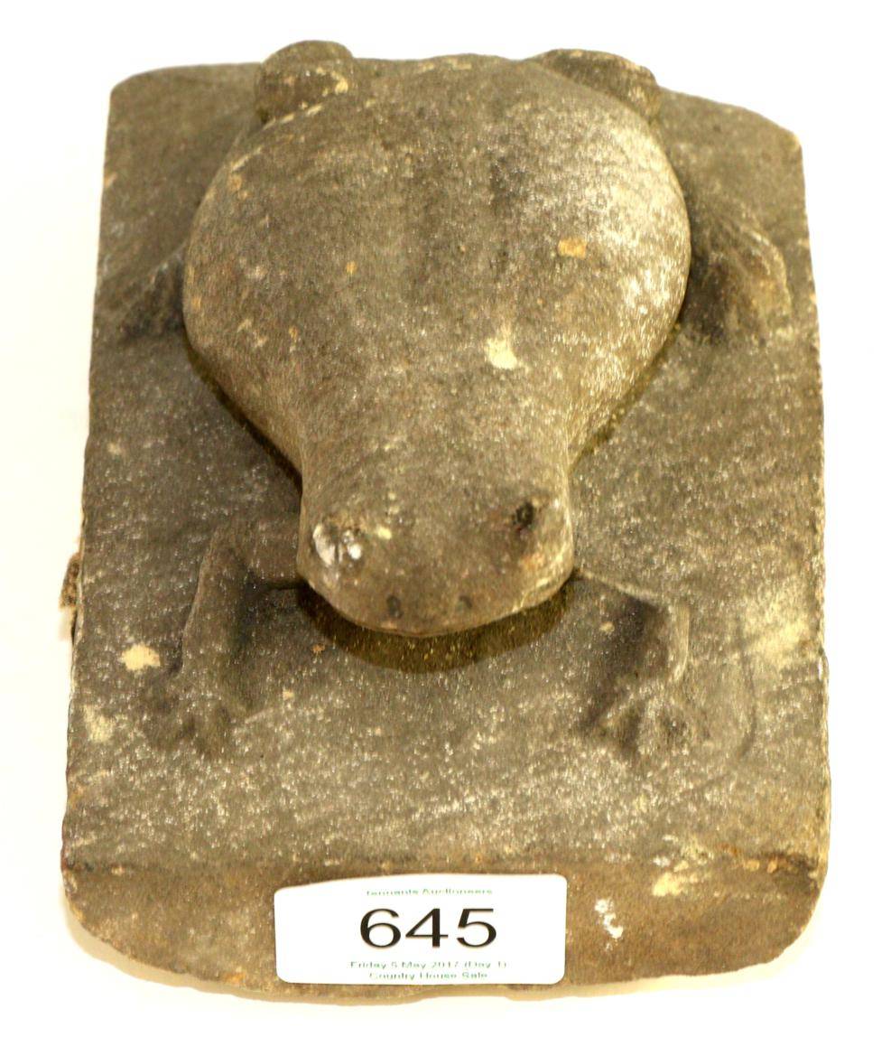 Lot 645 - A carved stone figure of a toad, 16cm wide