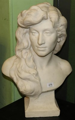 Lot 676 - An Art Nouveau marble bust, M Rouillier 19th/20th century of a classical female with long hair...