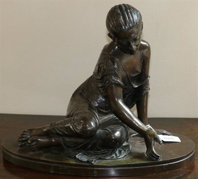 Lot 688 - Bronze figure of a seated maiden, after R Sauvage, 28cm high