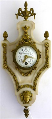 Lot 704 - A marble and gilt metal mounted wall timepiece, circa 1910, scroll, floral, acorn and mask gilt...