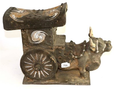 Lot 758 - A Chinese ox and cart group, 32cm high