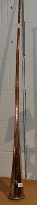 Lot 761 - A silver plate mounted copper coaching horn, 19th century, inscribed YORK LONDON, 143cm long