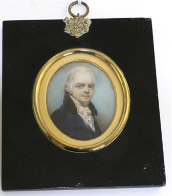 Lot 783 - Attributed to William Naish: miniature portrait of a gentleman, bust length, wearing a blue...