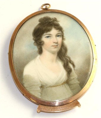 Lot 806 - An oval portrait miniature of a lady in a gold mount, titled 'Miss Cecilea Mcdonald of St...