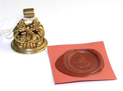 Lot 809 - A large gilt metal intaglio fob seal, engraved with the bust of Shakespeare, measures 3.5cm by...