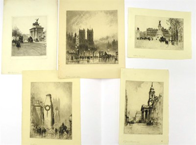 Lot 1002 - Percy Robertson ARE (1868-1934) ";Cenotaph"; inscribed in pencil, etching, together with four other