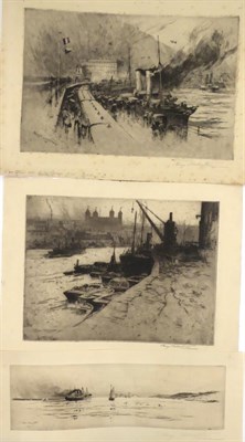 Lot 1005 - Percy Robertson ARE (1868-1934) ";Dover Pier"; signed, inscribed and further indistinctly...