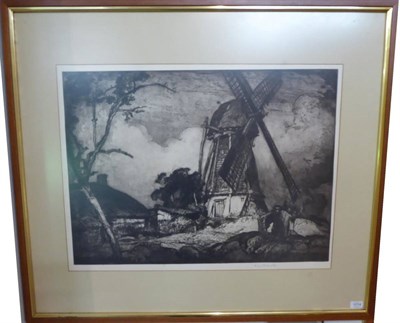 Lot 1014 - Sir Frank Brangwyn, R.A (1867-1956) The Windmill, Dixmude, signed in pencil, etching, 58cm by 77cm