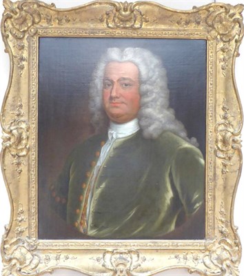 Lot 1019 - Follower of William Hogarth (1697-1764) Portrait of a gentleman, half-length wearing a velvet...