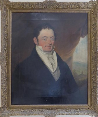 Lot 1022 - Manner of Henry Raeburn (1756-1823) Portrait of a gentleman, half-length, wearing a white bow...