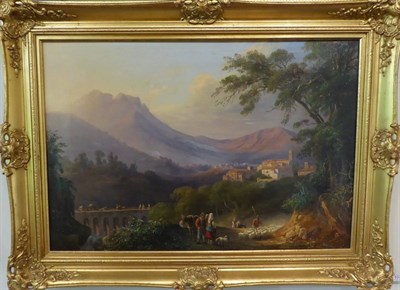 Lot 1030 - Continental School (19/20th century) Figures in an Italianate landscape, oil on canvas, 51cm by...